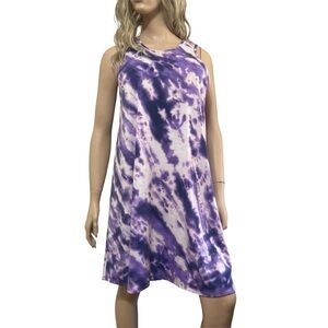 West Loop Purple Tie-Dye Sleeveless T-Shirt Dress - Size Medium